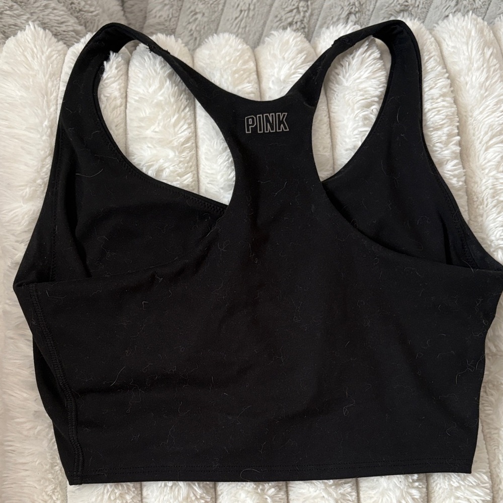 Victorias Secret PINK Black Racerback Sports Bra — Seamless Support - Picture 3 of 3